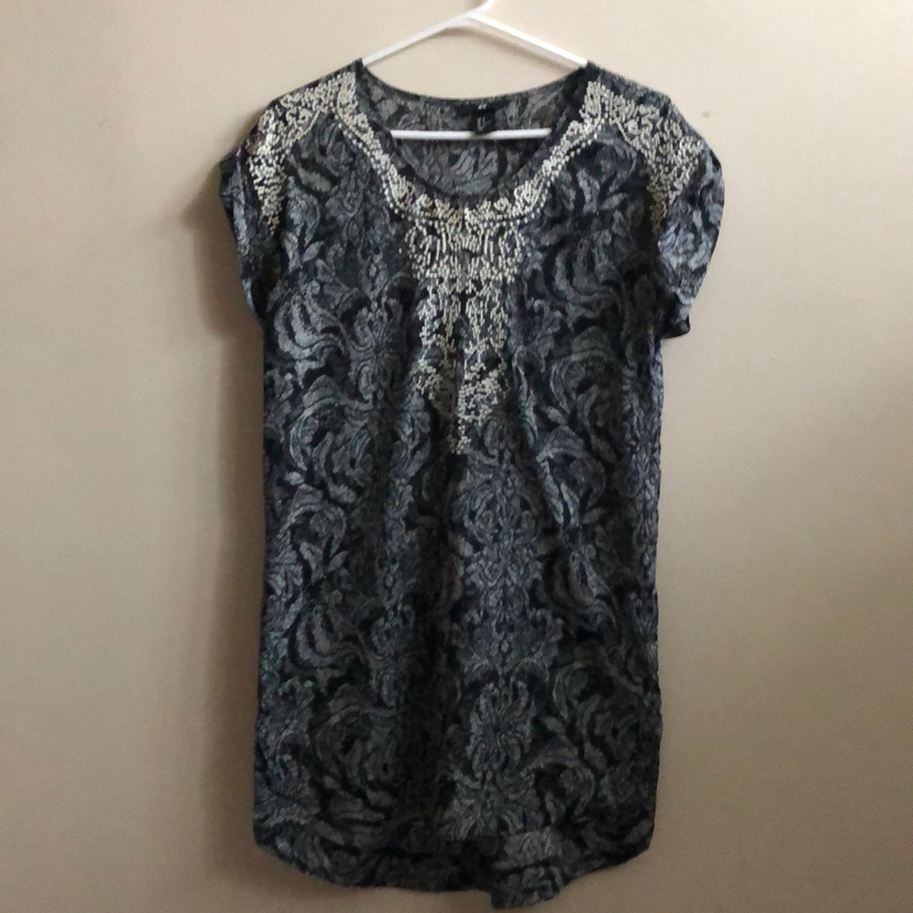 Grey printed shift dress